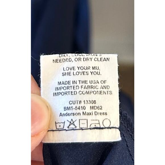 Show Me Your Mumu Anderson Maxi Dress in Midnight Navy Luxe Satin XXS - Picture 6 of 7